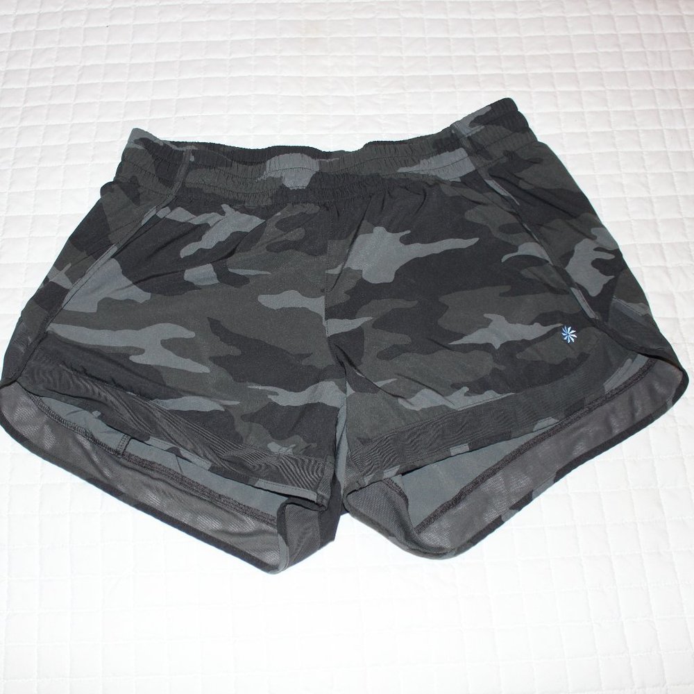 Athleta Green and Gray Camo Athletic Shorts - Picture 2 of 9